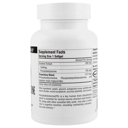 Source Naturals, Phosphatidyl Serine Complex, 500 mg, 60 Softgels:فسفاتيديل سيرين, فسف,ليبيدز