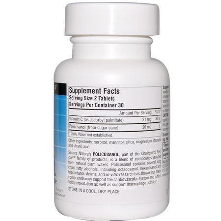 Source Naturals, Policosanol, 10 mg, 60 Tablets:Policosanol, مضادات الأكسدة