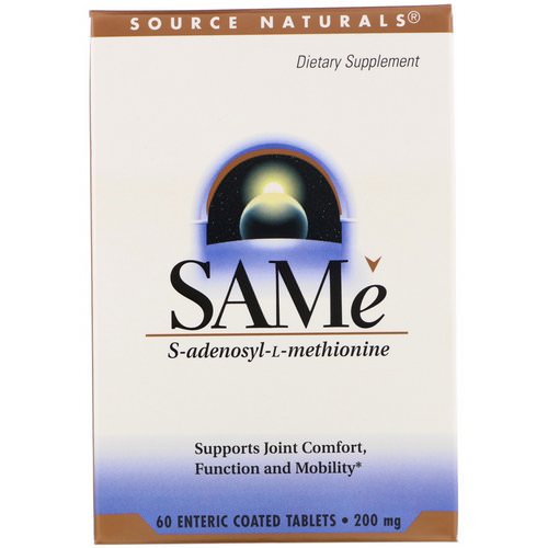 Source Naturals, SAM-e (S-Adenosyl-L-Methionine), 200 mg, 60 Enteric Coated Tablets فوائد