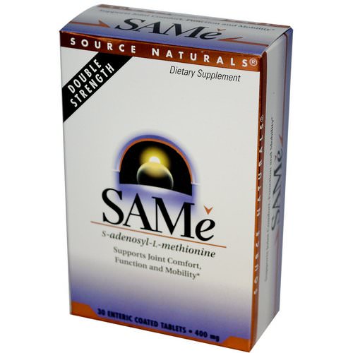 Source Naturals, SAM-e (S-Adenosyl-L-Methionine), 400 mg, 30 Enteric Coated Tablets فوائد