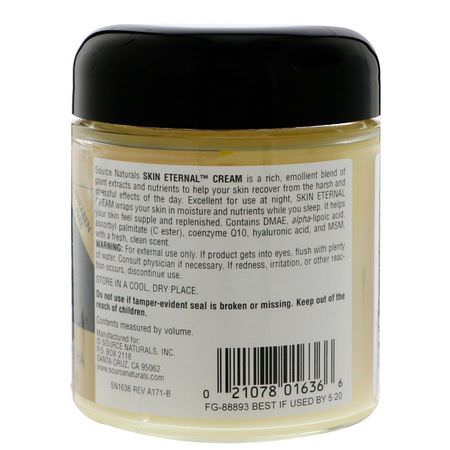 Source Naturals, Skin Eternal Cream, 4 oz (113.4 g):فيتامين C, المرطبات الليلية