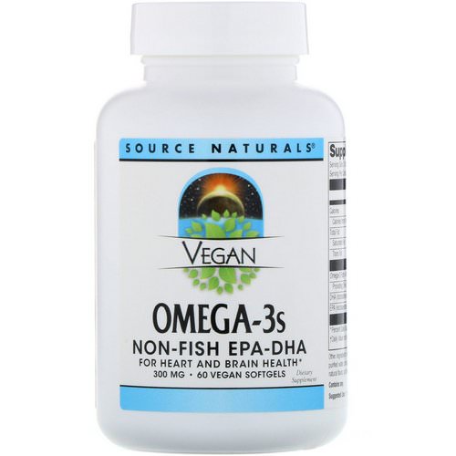 Source Naturals, Vegan Omega-3S, Non-Fish EPA-DHA, 300 mg, 60 Vegan Softgels فوائد