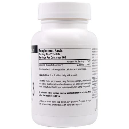 Source Naturals, Vitamin D-3, 1,000 IU, 200 Tablets:D3 Cholecalciferol, فيتامين D