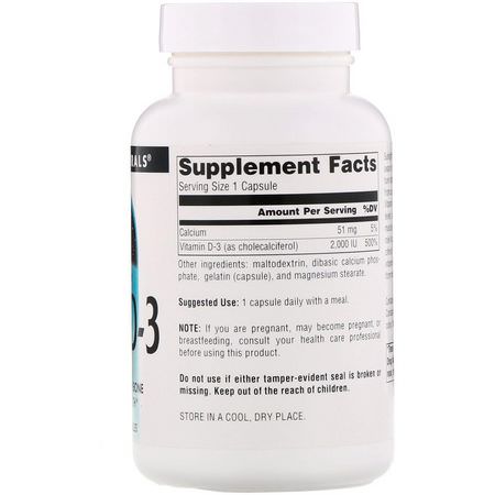 Source Naturals, Vitamin D-3, 2,000 IU, 200 Capsules:D3 Cholecalciferol, فيتامين د