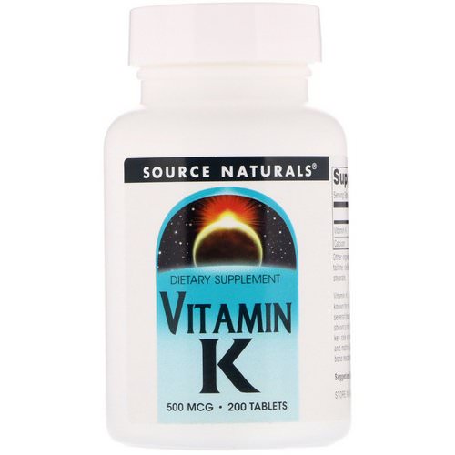 Source Naturals, Vitamin K, 500 mcg, 200 Tablets فوائد