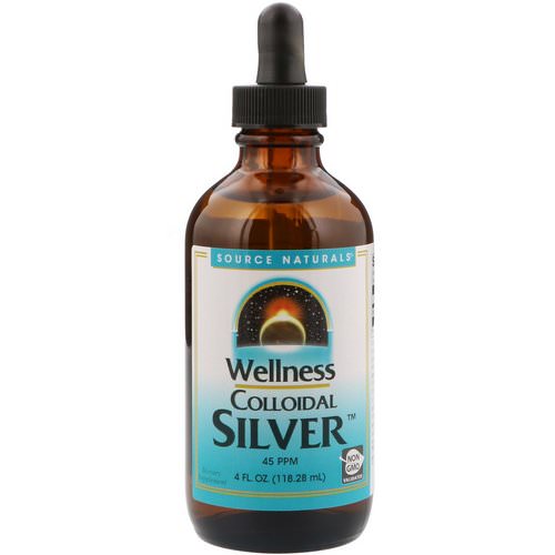 Source Naturals, Wellness Colloidal Silver, 45 PPM, 4 fl oz (118.28 ml) فوائد