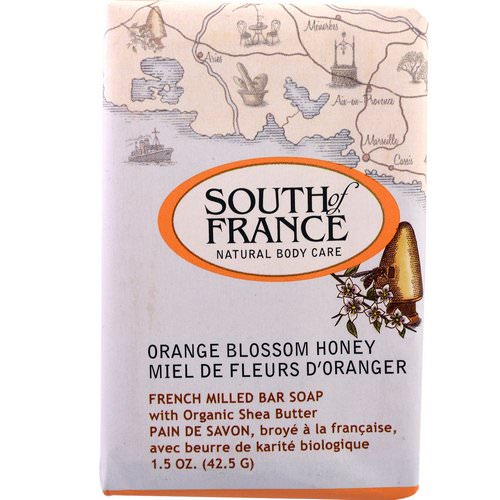 South of France, French Milled Bar Soap with Organic Shea Butter, Orange Blossom Honey, 1.5 oz (42.5 g) فوائد