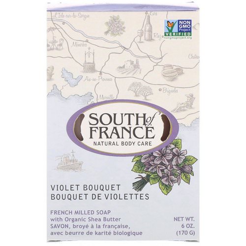 South of France, French Milled Bar Soap with Organic Shea Butter, Violet Bouquet, 6 oz (170 g) فوائد