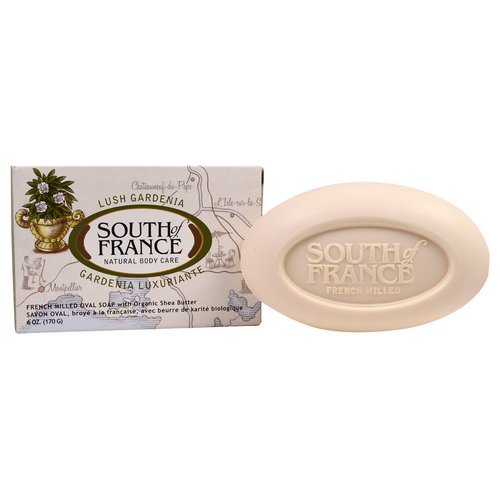 South of France, Lush Gardenia, French Milled Oval Soap with Organic Shea Butter, 6 oz (170 g) فوائد