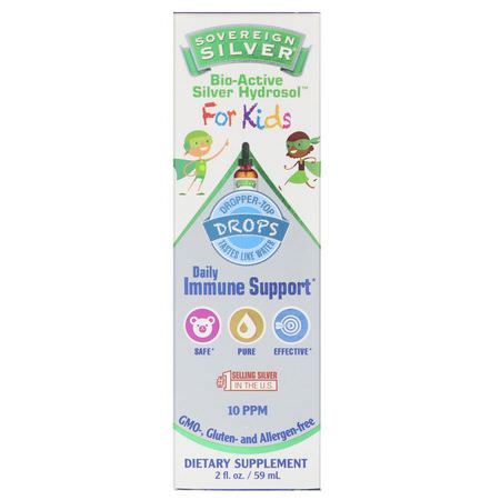 Sovereign Silver, Bio-Active Silver Hydrosol, For Kids, Daily Immune Support, 10 ppm, 2 fl oz (59 ml):الفضة ,المعادن