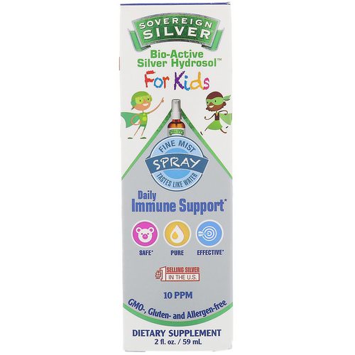 Sovereign Silver, Bio-Active Silver Hydrosol, For Kids, Daily Immune Support Spray, 2 fl oz (59 ml) فوائد