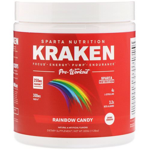 Sparta Nutrition, Kraken Pre-Workout, Rainbow Candy, 11.29 oz (320 g) فوائد