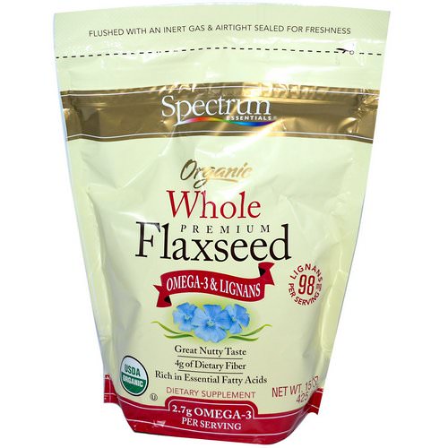 Spectrum Essentials, Organic Whole Premium Flaxseed, 15 oz (425 g) فوائد