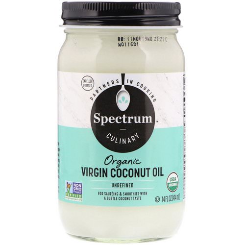 Spectrum Culinary, Organic Virgin Coconut Oil, Unrefined, 14 fl oz (414 ml) فوائد