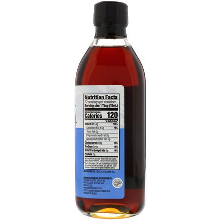 Spectrum Culinary, Toasted Sesame Oil, Unrefined, 16 fl oz (473 ml):زيت السمسم ,الخل