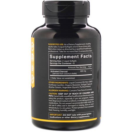 Sports Research, Activated Charcoal From Coconut Shells, 300 mg, 90 Softgels:فحم, ملاحق