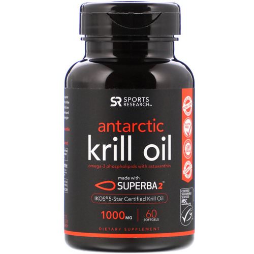 Sports Research, Antarctic Krill Oil with Astaxanthin, 1,000 mg, 60 Softgels فوائد