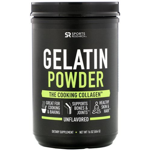 Sports Research, Gelatin Powder, Unflavored, 16 oz (454 g) فوائد