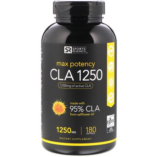 Sports Research, CLA 1250, Max Potency, 1250 mg, 180 Softgels فوائد