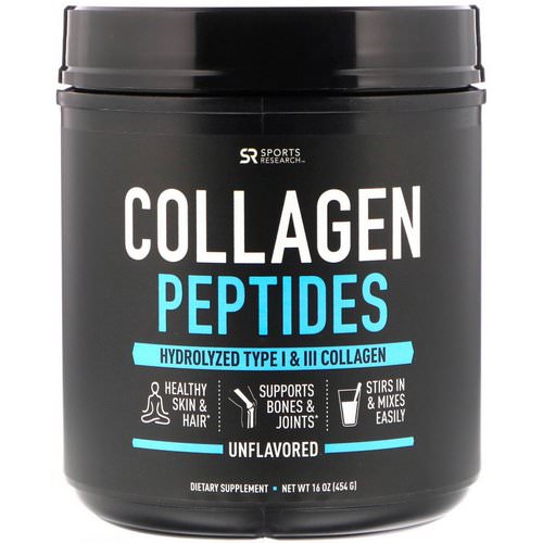 Sports Research, Collagen Peptides, Unflavored, 16 oz (454 g) فوائد