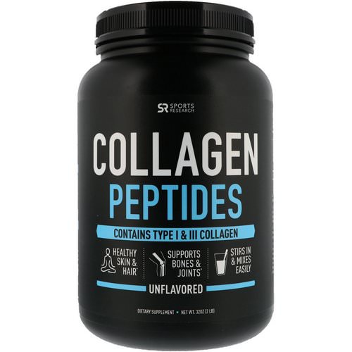 Sports Research, Collagen Peptides, Unflavored, 2 lbs (32 oz) فوائد