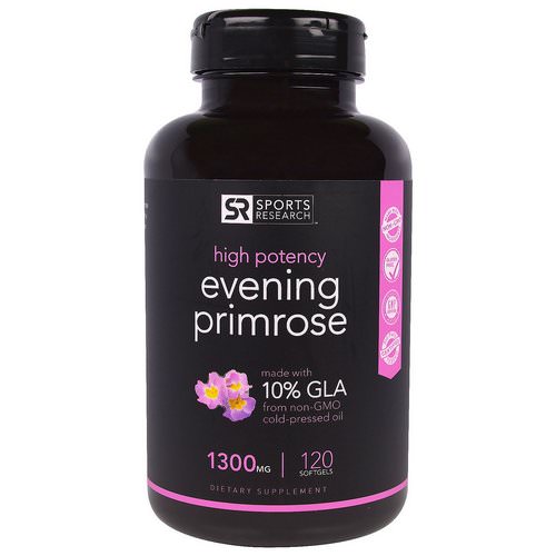 Sports Research, Evening Primrose Oil, 1300 mg, 120 Softgels فوائد