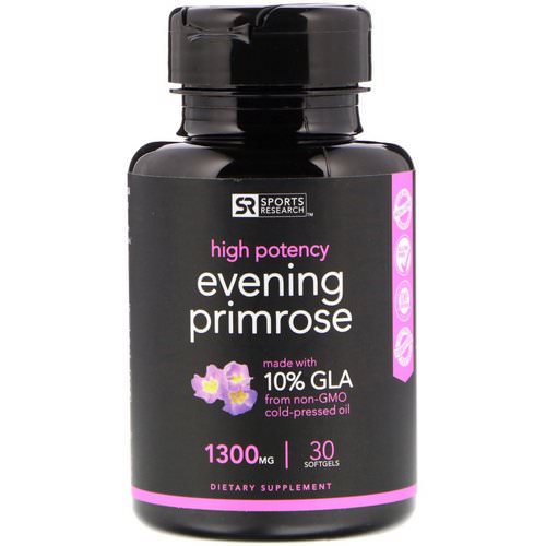 Sports Research, Evening Primrose Oil, 1300 mg, 30 Softgels فوائد