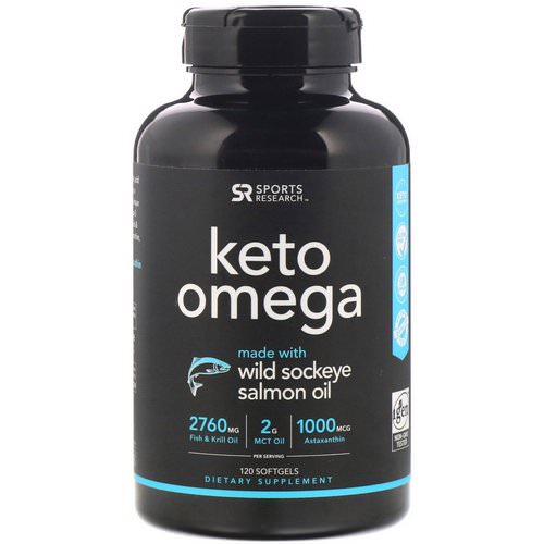 Sports Research, Keto Omega with Wild Sockeye Salmon Oil, 120 Softgels فوائد