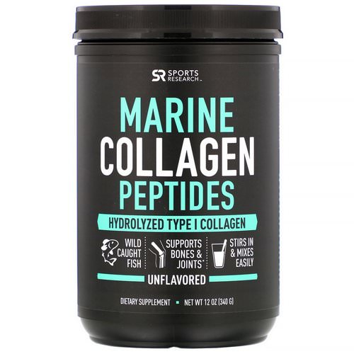 Sports Research, Marine Collagen Peptides, Unflavored, 12 oz (340 g) فوائد