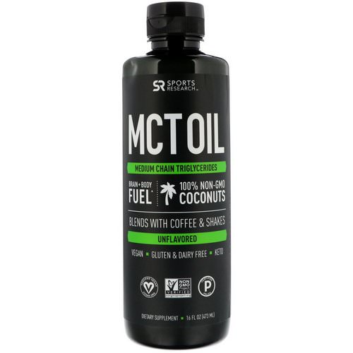 Sports Research, MCT Oil, Unflavored, 16 fl oz (473 ml) فوائد