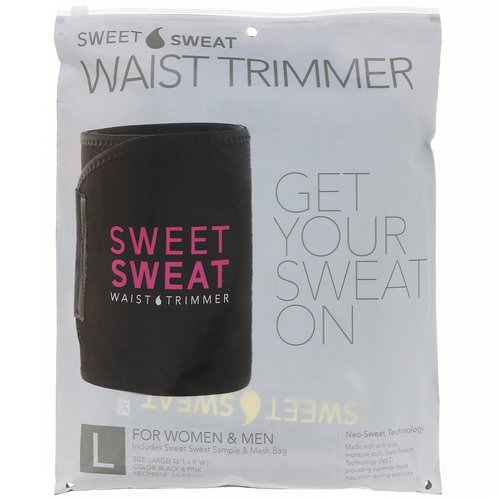 Sports Research, Sweet Sweat Waist Trimmer, Large, Black & Pink, 1 Belt فوائد
