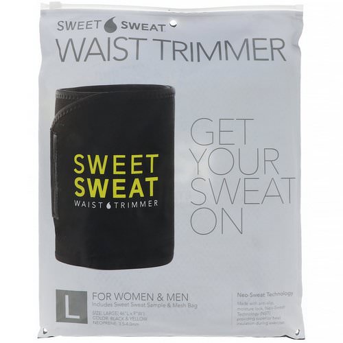 Sports Research, Sweet Sweat Waist Trimmer, Large, Black & Yellow, 1 Belt فوائد