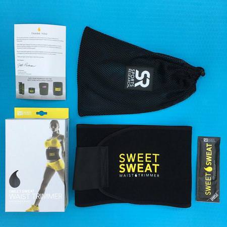 Sports Research, Sweet Sweat Waist Trimmer, Medium, Black & Yellow, 1 Belt