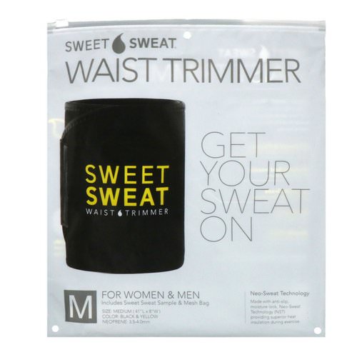 Sports Research, Sweet Sweat Waist Trimmer, Medium, Black & Yellow, 1 Belt فوائد