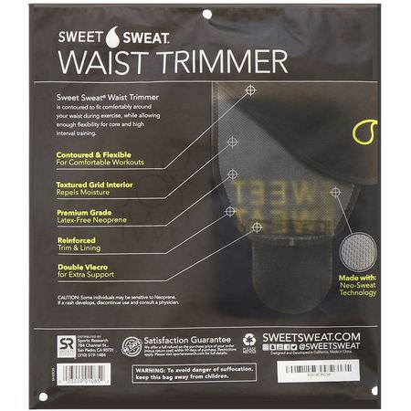 Sports Research, Sweet Sweat Waist Trimmer, Small, Black & Yellow, 1 Belt:قادين, أحزمة