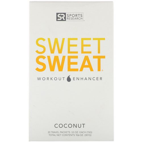 Sports Research, Sweet Sweat Workout Enhancer, Coconut, 20 Travel Packets, 0.53 oz (15 g) Each فوائد