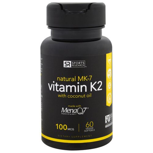 Sports Research, Vitamin K2, 100 mcg, 60 Veggie Softgels فوائد