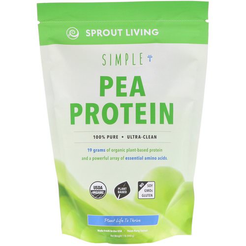 Sprout Living, Simple, Pea Protein, 1 lb (440 g) فوائد
