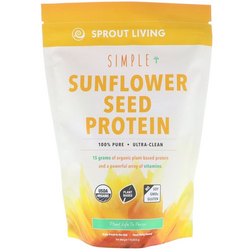 Sprout Living, Simple Sunflower Seed Protein, 1 lb (454 g) فوائد