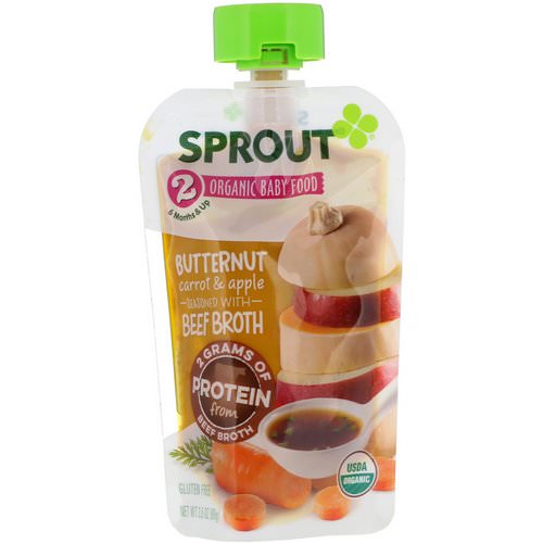 Sprout Organic, Baby Food, Stage 2, Butternut Carrot & Apple, 3.5 oz (99 g) فوائد
