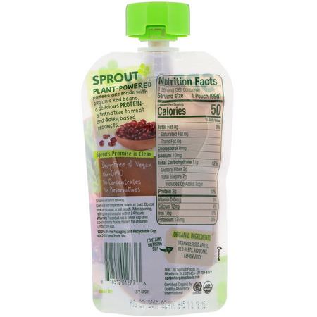 Sprout Organic, Baby Food, Stage 2, Strawberry, Apple, Beet, Red Beans, 3.5 oz (99 g):,جبات, هريس