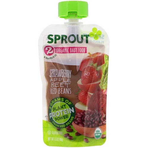 Sprout Organic, Baby Food, Stage 2, Strawberry, Apple, Beet, Red Beans, 3.5 oz (99 g) فوائد