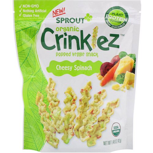 Sprout Organic, Crinklez, Popped Veggie Snack, Cheesy Spinach, 1.48 oz (42 g) فوائد