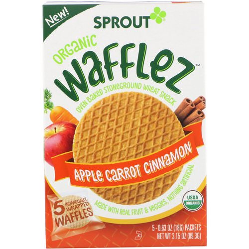 Sprout Organic, Wafflez, Apple Carrot Cinnamon, 5 Packets, 0.63 oz (18 g) فوائد