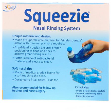 Squip, Squeezie, Nasal Rinsing System, 1 Kit:غسل الجي,ب الأنفية, الأنف