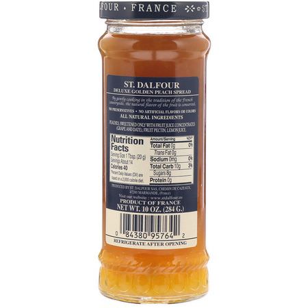 St. Dalfour, Golden Peach, Deluxe Golden Peach Spread, 10 oz (284 g):فر,ق الفاكهة, الحفاظ عليها
