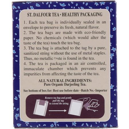 St. Dalfour, Organic Pure Darjeeling Tea, 25 Tea Bags, 1.75 oz (50 g):شاي دارجيلنج, الشاي الأس,د