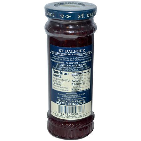 St. Dalfour, Red Raspberry & Pomegranate, Deluxe Red Raspberry & Pomegranate Spread, 10 oz (284 g):فر,ق الفاكهة, الحفاظ عليها