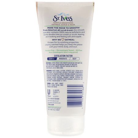 St. Ives, Gentle Smoothing Oatmeal Scrub & Mask, 6 oz (170 g):أقنعة مرطبة, قش,ر