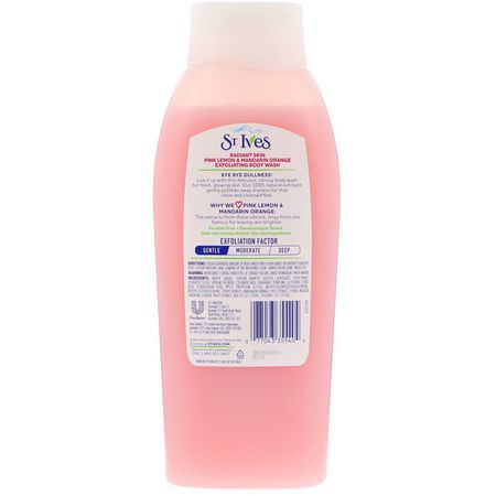 St. Ives, Radiant Skin Exfoliating Body Wash, Pink Lemon & Mandarin Orange, 24 fl oz (709 ml):جل الاستحمام, غس,ل الجسم